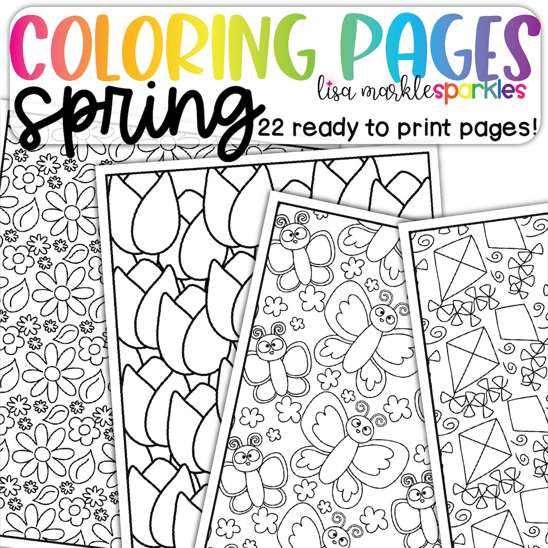 Spring Coloring Pages Sheets Printable PDF for Kids and Adults