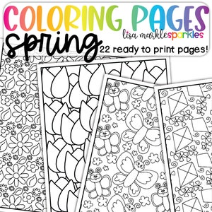 Spring Coloring Pages Sheets Printable PDF for Kids and Adults