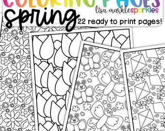 Spring Coloring Pages Sheets Printable PDF for Kids and Adults