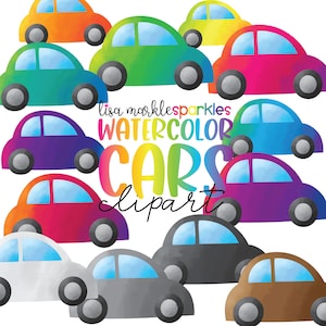 Car Clipart Watercolor Rainbow Transportation Travel Race Car Sports Car Classic Car