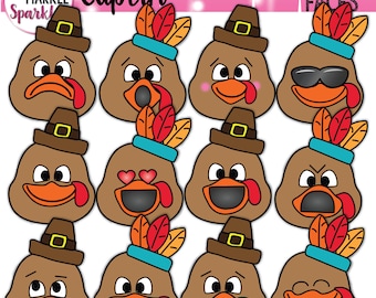 Emotions Clipart, Feelings Clipart, Thanksgiving Turkey Clipart, Emoji Clipart, Turkey Clipart