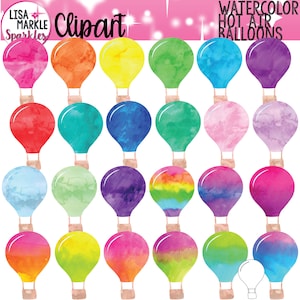 Hot Air Balloon Clipart, Watercolor Hot Air Balloon Clipart