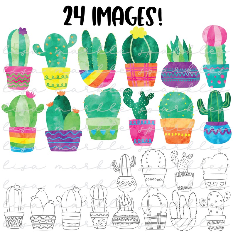 Watercolor Cactus Clipart Tropical Succulent Plants House Plant Greenery Cacti Cactus PNG Image image 4