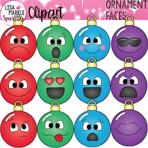 Clipart de décoration de Noël, clipart visages Emoji