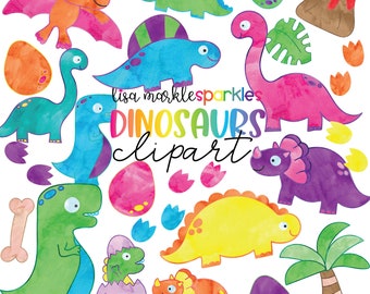 Watercolor Dinosaur Clipart Cute Baby Egg Footprints Animal Clipart PNG Image Instant Digital Download