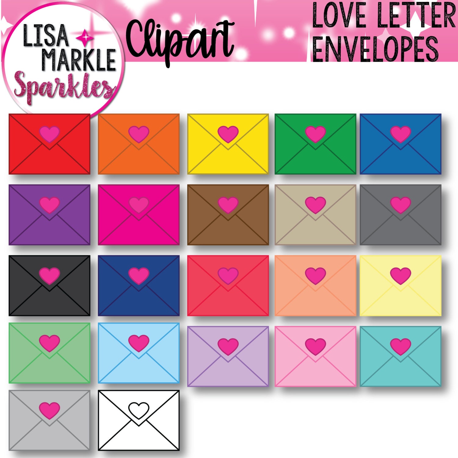 Valentine's Day Clipart, Letter Clipart, Mail Clipart