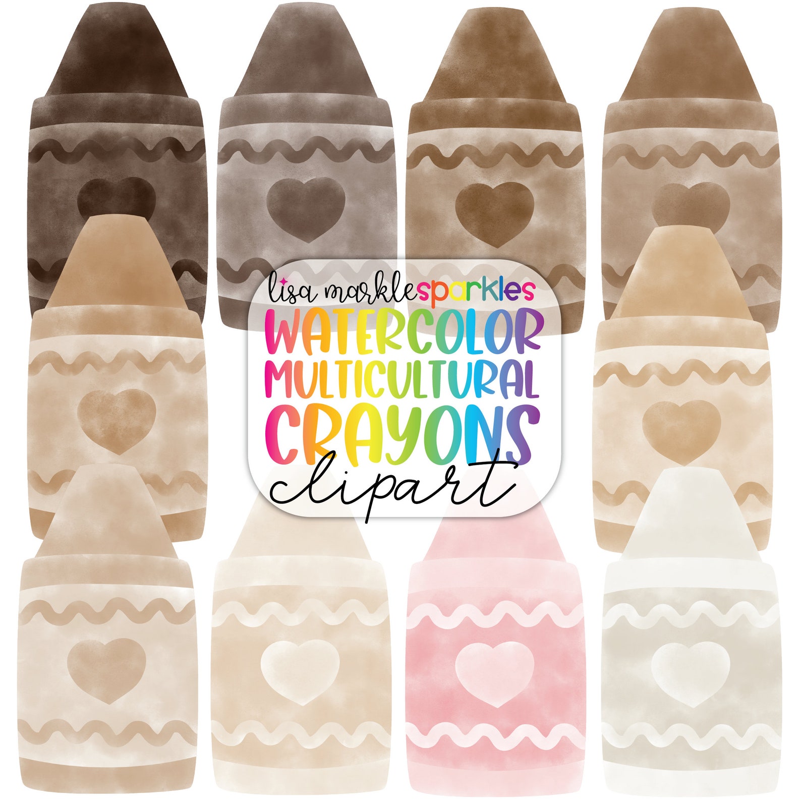 Watercolor Crayon Clipart Skin Tone Color Diverse Multicultural Teacher ...
