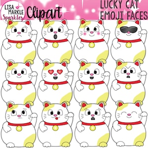 Emoties Clipart, Gevoelens Clipart, Chinese Lucky Cat Clipart, Kat Emoji Clipart, Kat Gezichten Clipart, Chinees Nieuwjaar Clipart