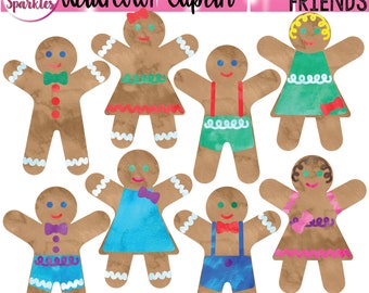 Gingerbread Clipart, Gingerbread Boy Clipart, Watercolor Clipart, Cute Gingerbread, Cookie Clipart, Holiday Clipart, Christmas Clipart