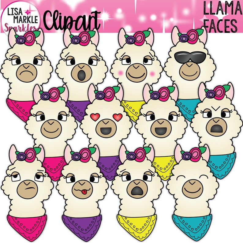 Llama Clipart Emoji Clipart Animal Clipart Etsy