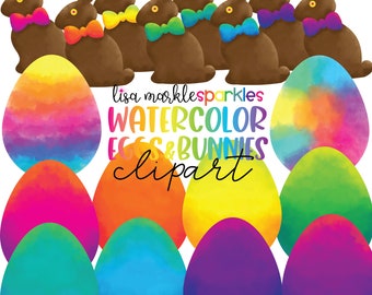 Watercolor Easter Chocolate Bunny Easter Egg Spring Easter Candy Clipart Instant Digital Download PNG Image