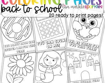 First Day of Back to School Coloring Book Pages Sheets Printable PDF for Kids Student Gift Idea