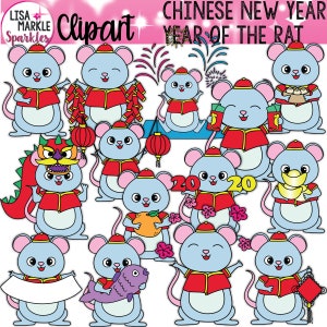 Clipart de rat du Nouvel An chinois, clipart du Nouvel An lunaire, clipart de rat, clipart de souris, clipart de vacances chinoises, clipart de rat zodiacal
