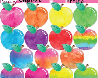 Apple Clipart, Watercolor Apple Clipart