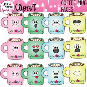 Koffiemok clipart, koffiemok Emoji gezichten clipart, koffie clipart