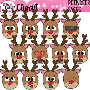 Rudolph Rentier Clipart, Weihnachtsclipart, Emoji Clipart