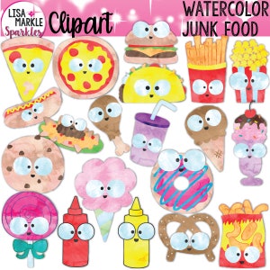 Junk Food Clipart, Fast Food Clipart, Snack Food Clipart, Watercolor Clipart, Food Clipart