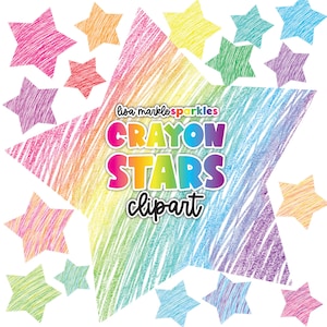 Crayon Star Scribble Rainbow Clipart PNG-afbeelding Instant Digitale Download vorm Doodle Crayon Clipart