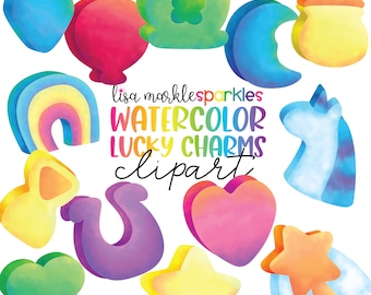 Watercolor Lucky Charm Clipart, Saint Patrick's Day Clipart, Horseshoe Clipart, Clover Clipart, Rainbow Clipart, Marshmallow Clipart, Irish