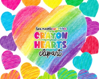 Crayon Heart Scribble Rainbow Clipart PNG Image Instant Digital Download Valentine's Day Heart Crayon Clipart