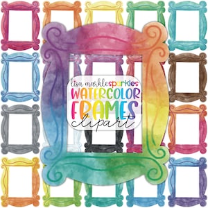 Watercolor Picture Frame Clipart Rainbow Flourish Swirl Elegant Doodle Embellishment Hand Drawn Frame Clipart PNG Image