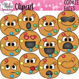 Clipart cookie, clipart cookie avec des visages, clipart Emoji, clipart nourriture