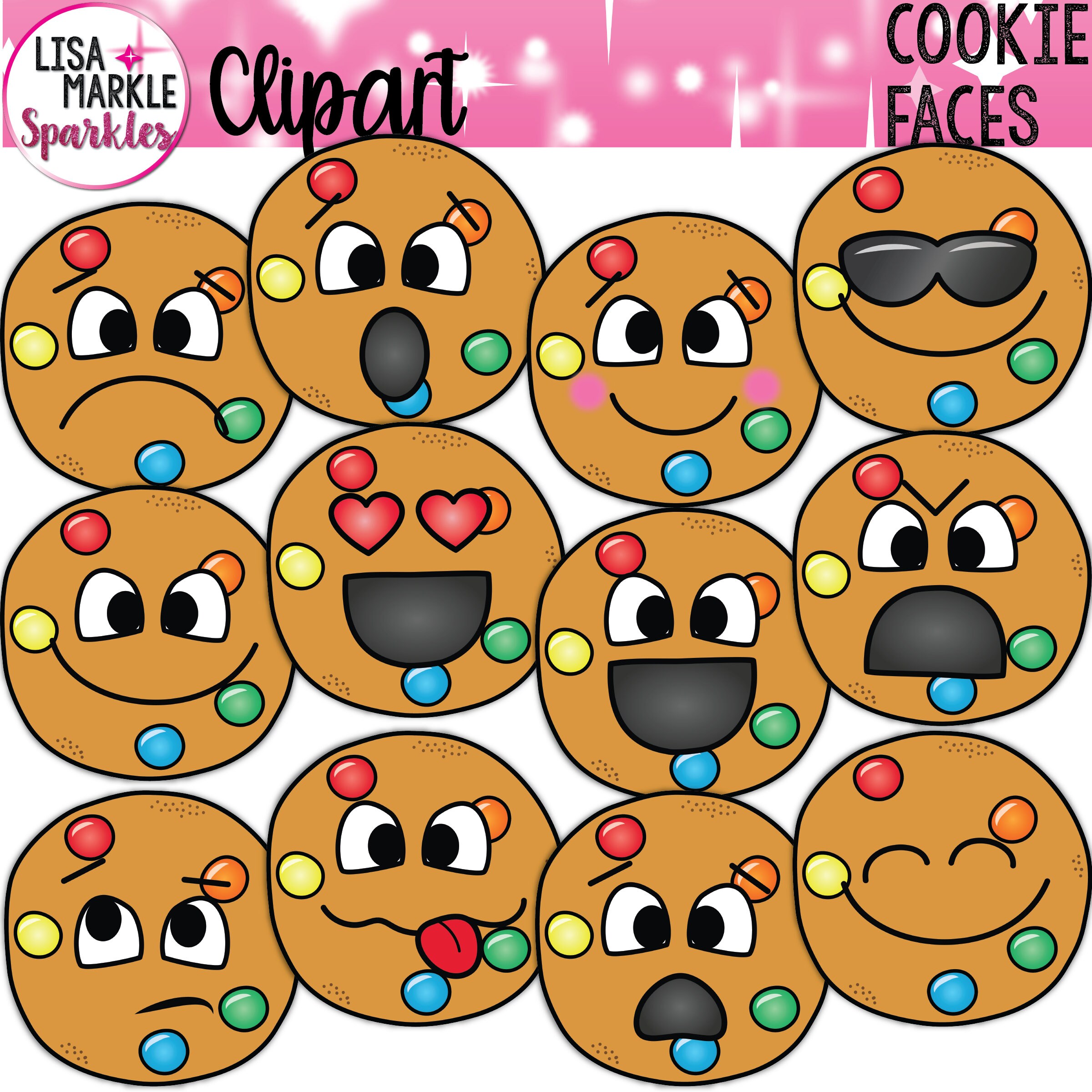Emoji Emotion Candy Cookie Face Clipart Illustration for Back Etsy