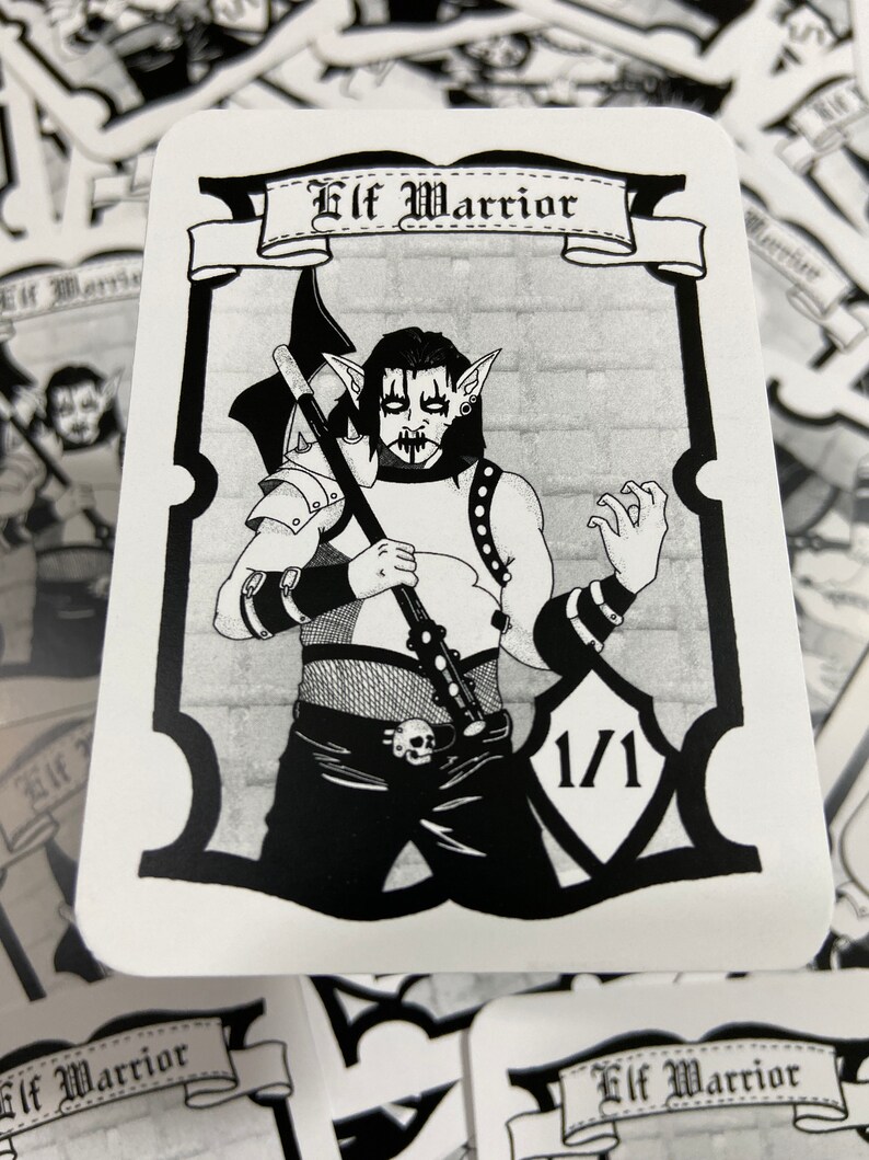 Black Metal Elf Token for Magic Male Elf Warrior Custom MtG Token the Gathering Kaldheim