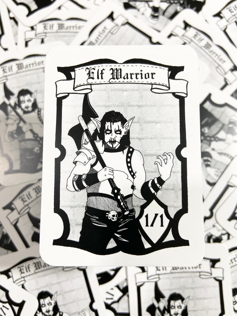 Black Metal Elf Token for Magic Male Elf Warrior Custom MtG Token the Gathering Kaldheim