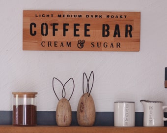 Large wooden sign Coffee Bar Kitchen Kaffee Buhenholz