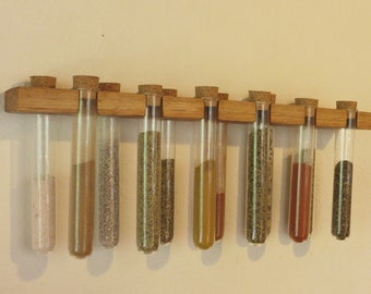 Oak spice rack, double row, test tubes, natural corks