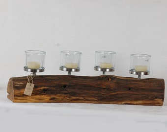 Old rustic oak beams with lanterns