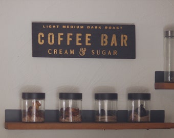 Wooden sign wall sign Coffee Bar black gold