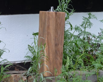 Gartenfackel alter Eichenbalken 43 cm Terrassenfackel  Öllampe mit Kindersicherung Nachfüllbar