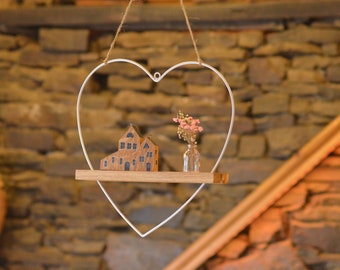 Hanging window decoration heart oak ring decoration glass vase houses 40 x 40 cm