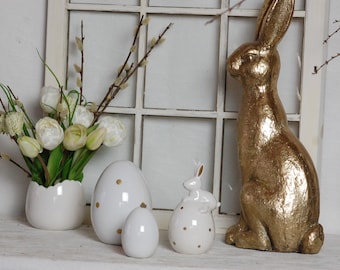 3 pcs. Easter eggs white gold porcelain