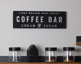 Wooden Sign Wall Sign Coffee Bar black silver