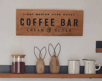 Wooden sign Coffee Bar Kitchen Coffee