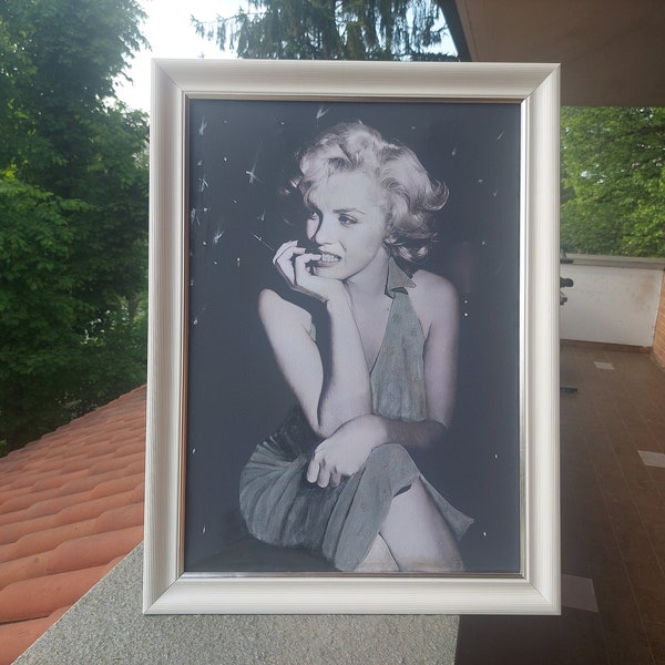 Peinture à l’encre et à l’huile originale "Maryline Monroe" petit moyen ou grand. Décoration des murs à la maison et au bureau. Idée cadeau