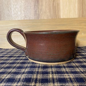 Iron red pottery soup mug