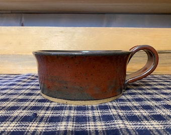 Iron red pottery soup mug