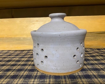 Lavender pottery garlic keeper