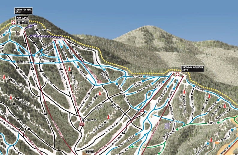 2020 KILLINGTON Ski Trail Map Etsy