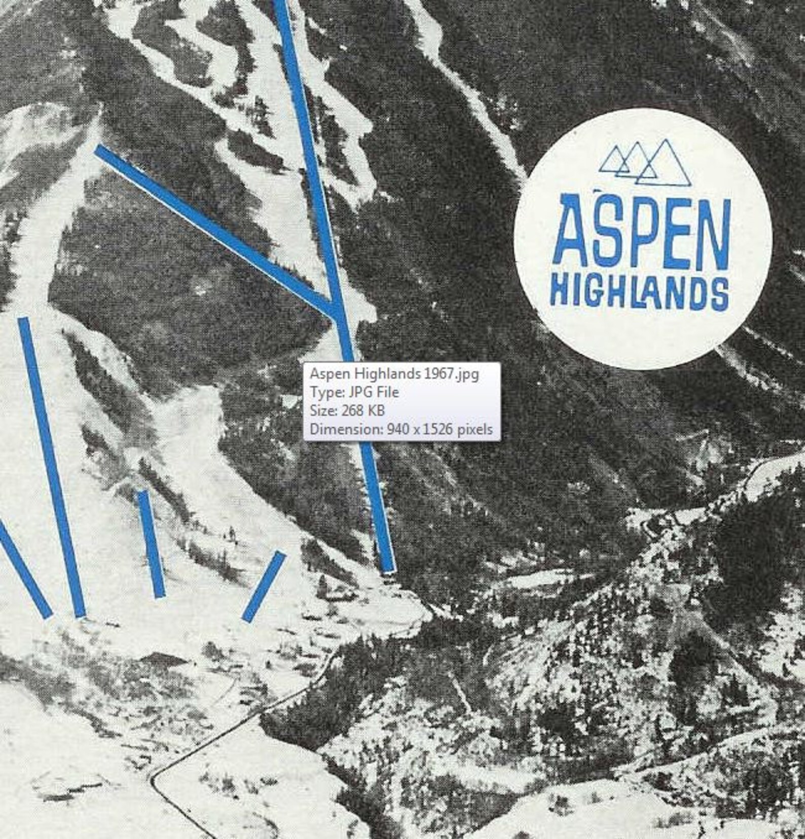 1967 ASPEN Highlands Ski Trail Map Vintage Ski Poster Etsy