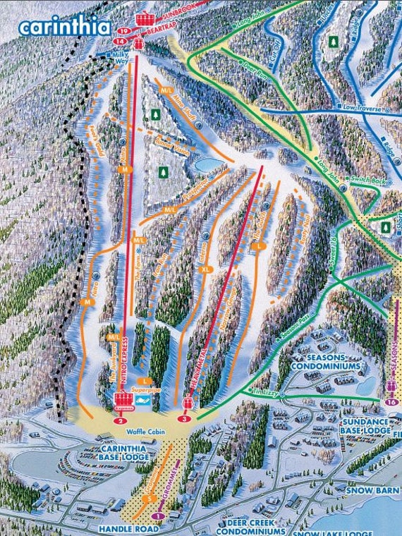 2017 Mount Snow Carinthia Ski Map Etsy