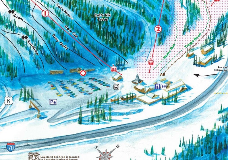2016 LOVELAND SKI AREA Ski Trail Map | Etsy