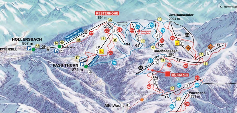 WRAPPED CANVAS 2018 KITZBUHEL Ski Resort Ski Trail Map | Etsy