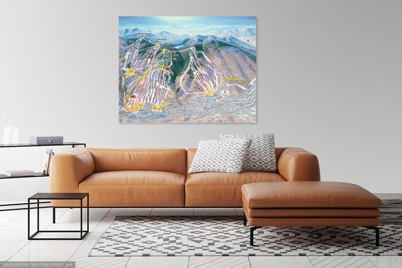 Home Décor Loon Mountain Ski Trail Map Poster Garden Loon Mountain Ski Trail Map Poster, Loon Peak Gypsum Leather Sofa