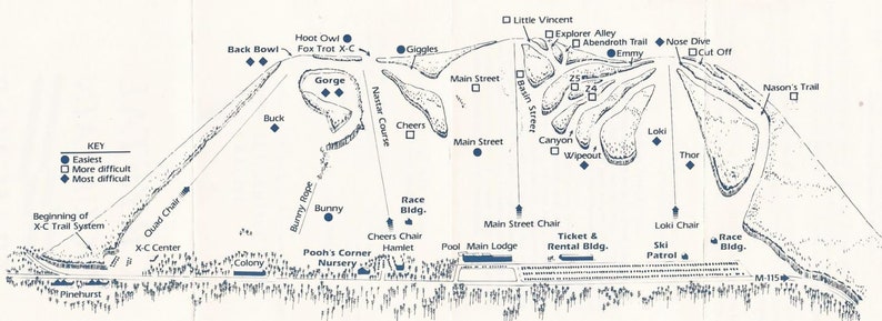 1982 CRYSTAL MOUNTAIN Michigan Ski Trail Map | Etsy