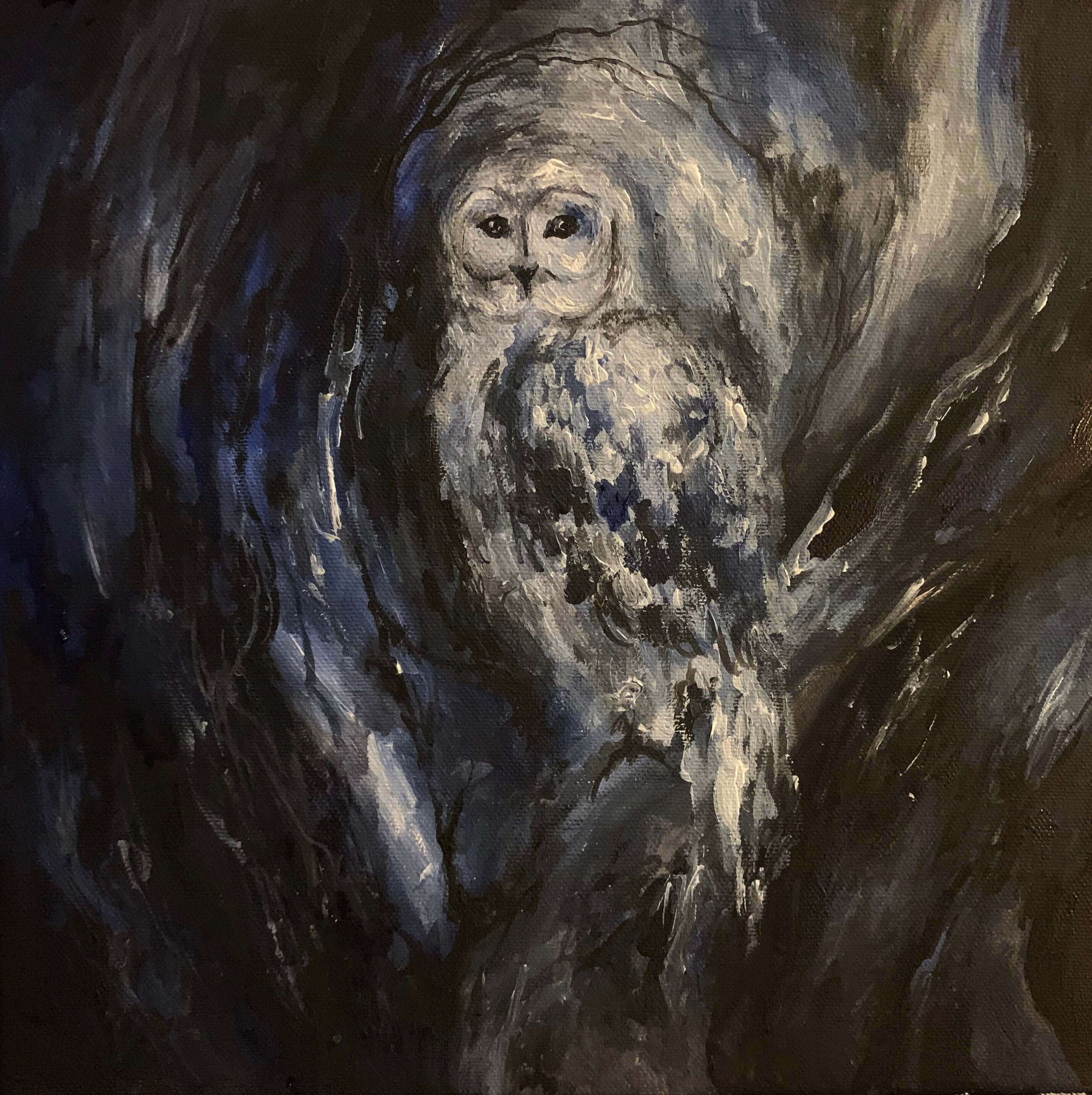 Owl art owl print owl art print dark art owl canvas print Etsy